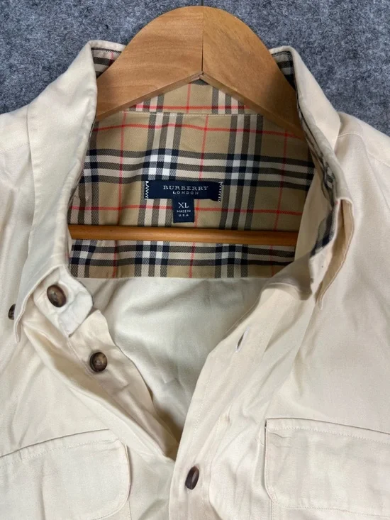 Burberry London cream button up shirt Size XL #luxury #menswear Made In USA - Picture 2 of 10